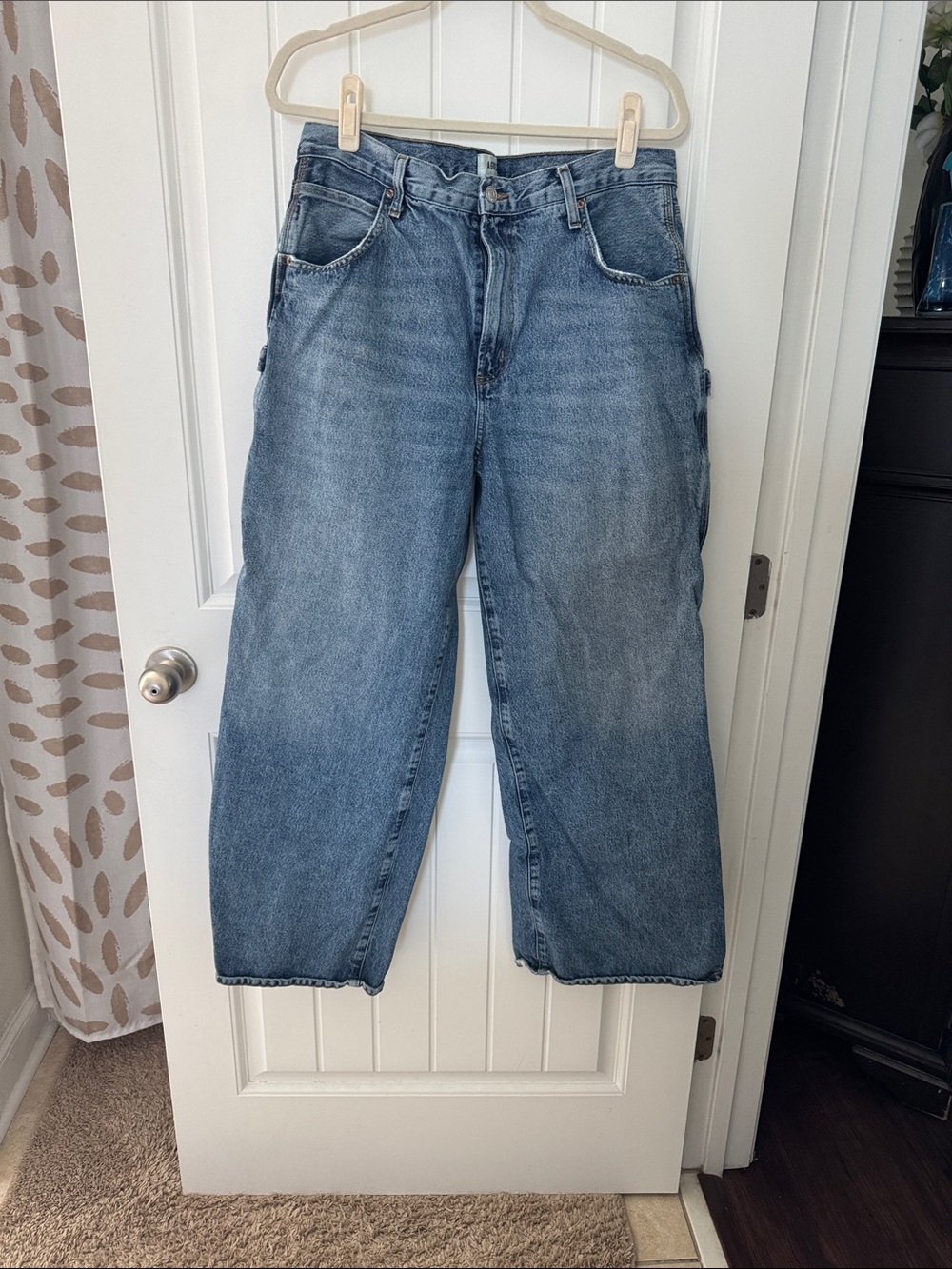 Agolde Light Wash Denim Jeans with Contrast Stitching